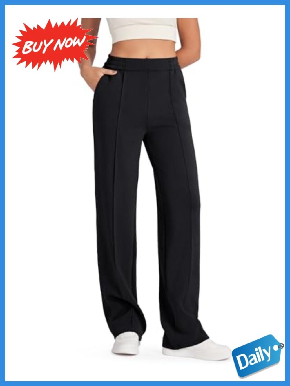 Smoofit Womens Sweatpants Wide Leg High Rise Pull On Side Pockets Lounge